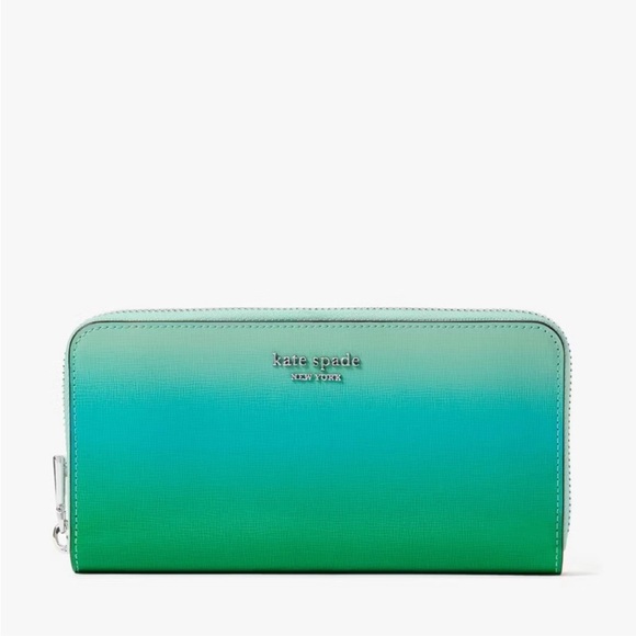 Kate Spade Morgan Ombre Zip Continental Wallet, Mint Liqueur Green NWT - Picture 3 of 13